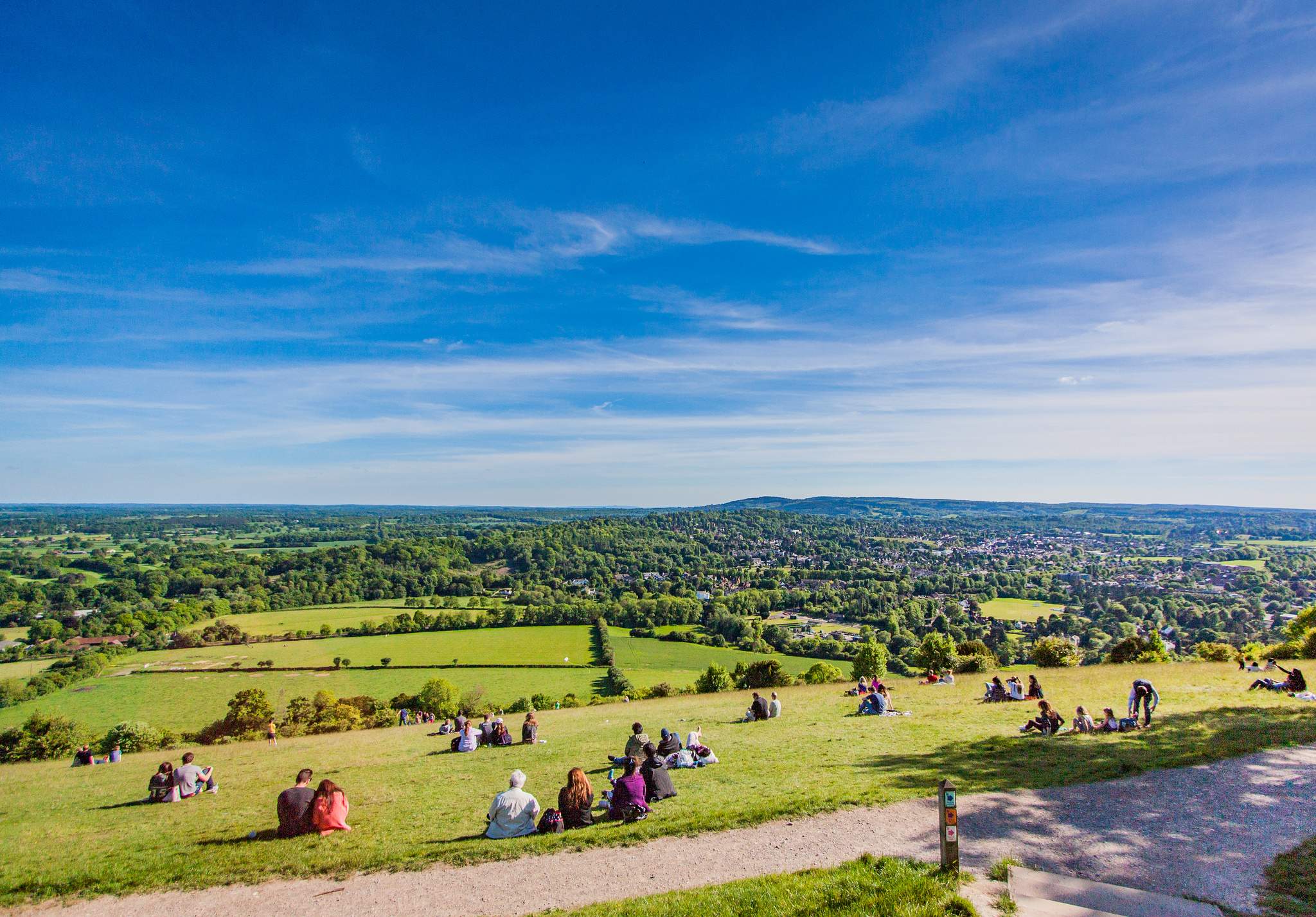 Panoramic view from Salomons Memorial viewpoint at Box Hill