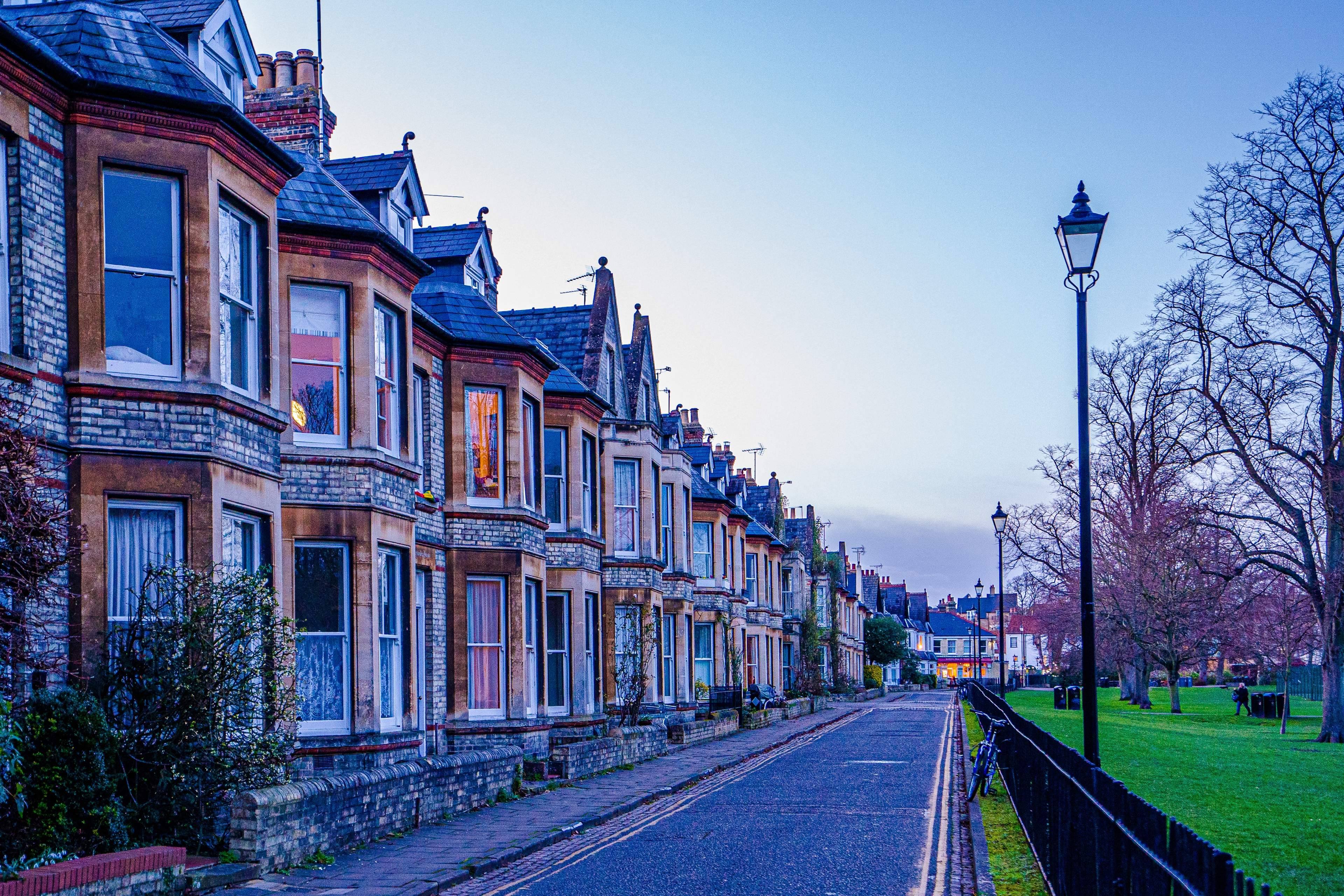 Street with homes in Cambridge