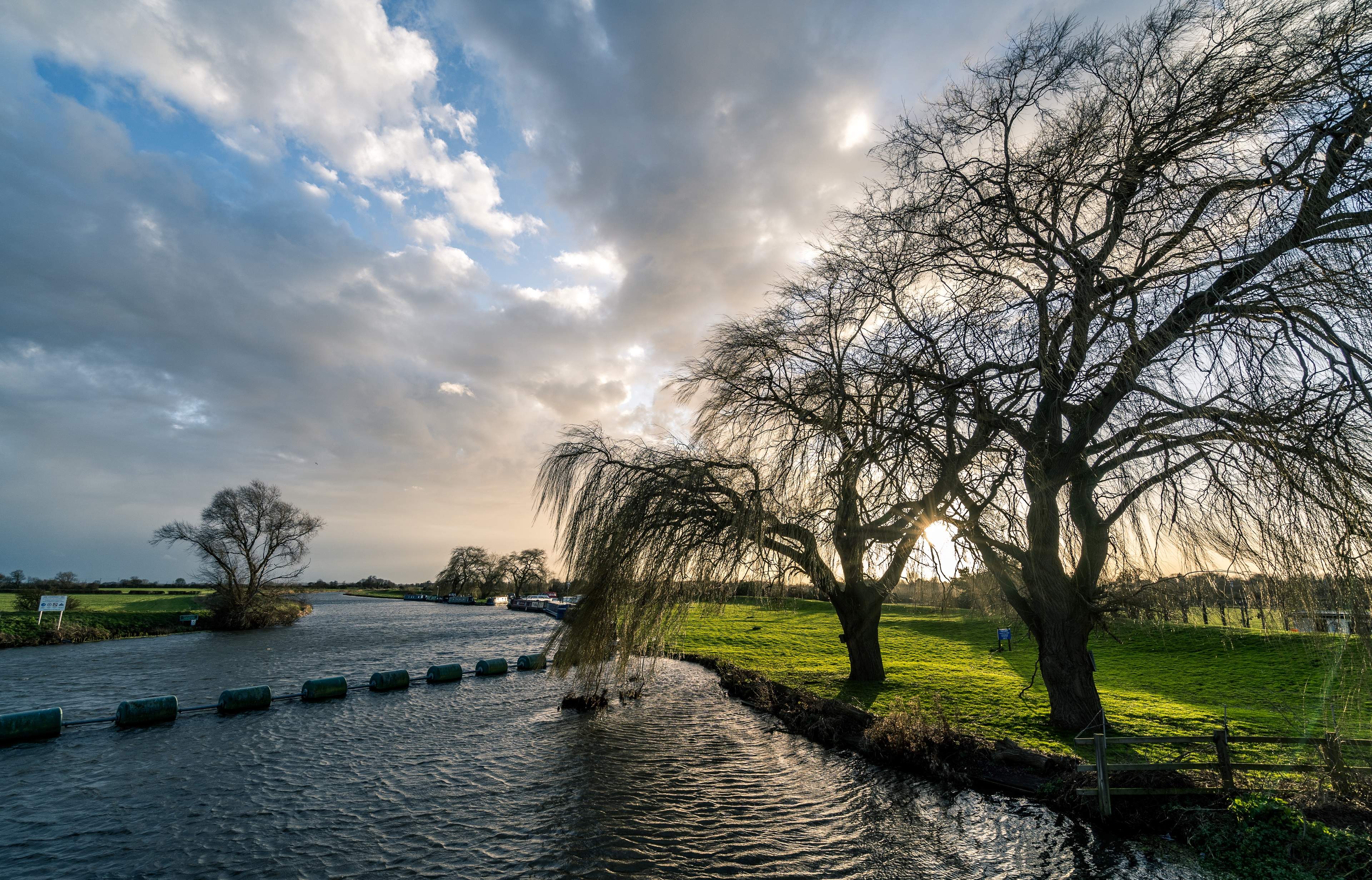A sunset view over some canale in Waterbeach, Cambridgeshire, UK