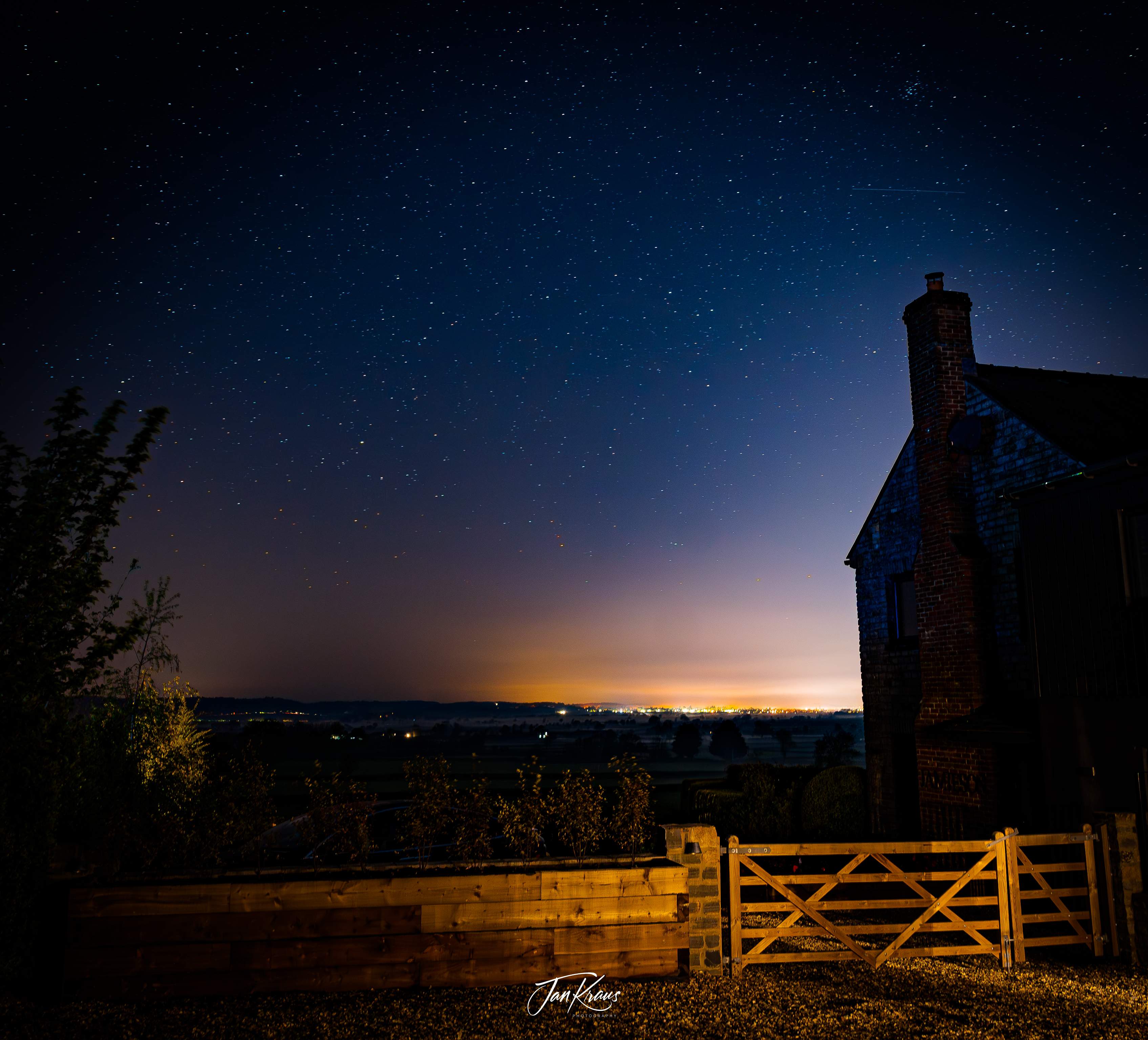 A night view of the sky from a place outside Glastonbury, Somerset, England, UK
