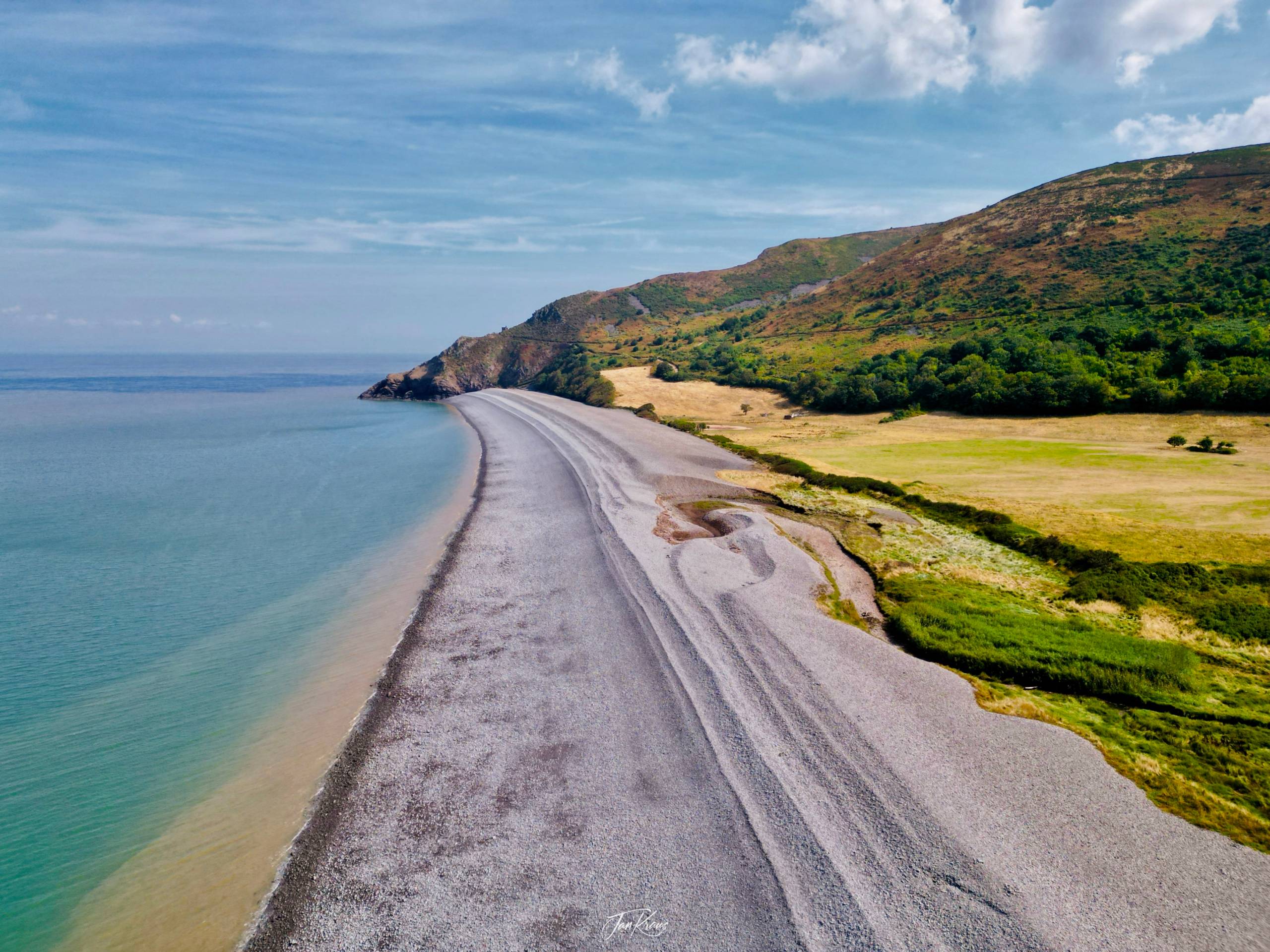 A view of Bossington Beach, Exmoor National Park, Somerset, UK