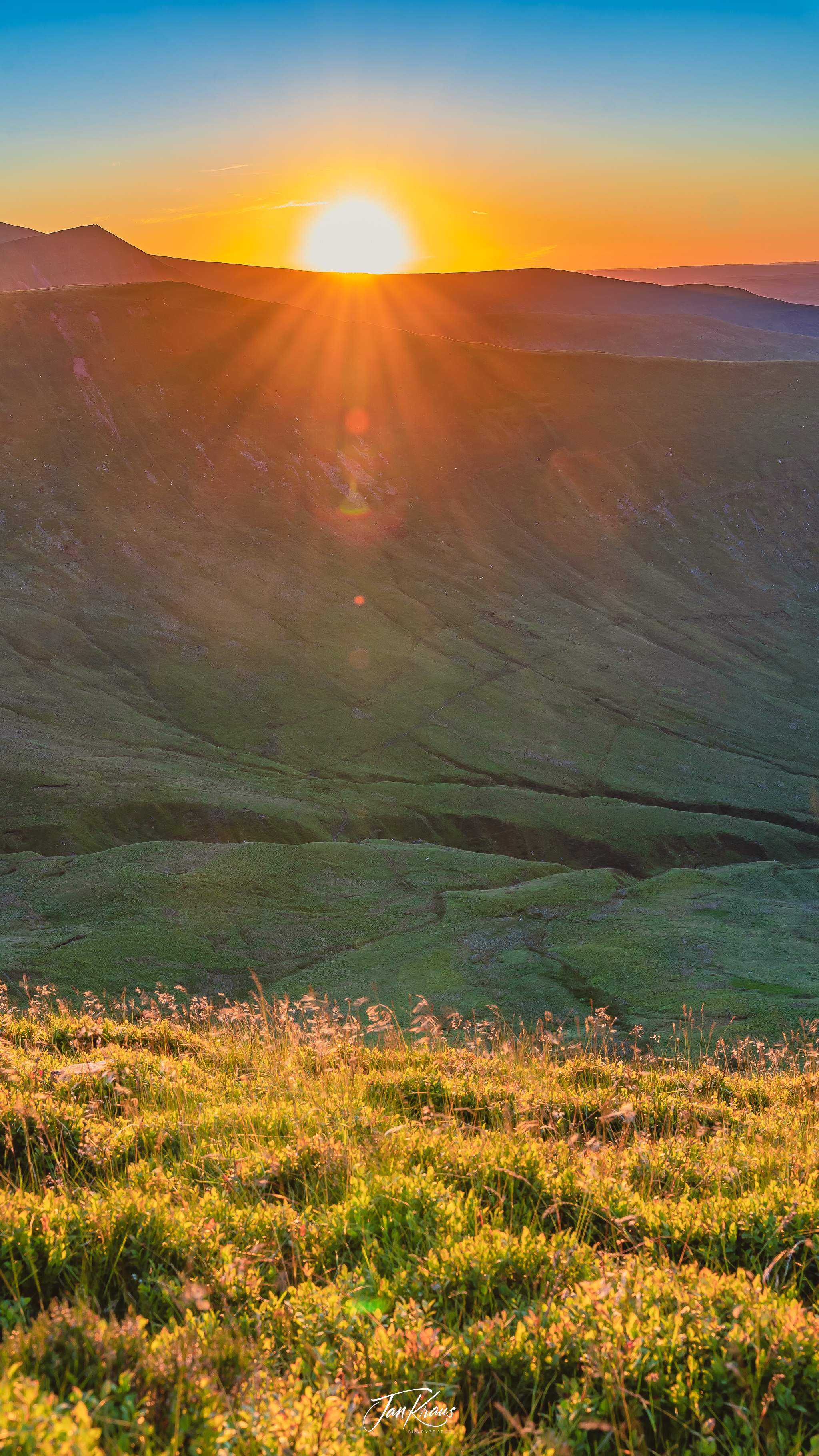 Sunset over Fan Y Big, Brecon Beacons Mountains, Wales, UK
