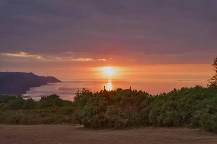 A photo of the sunset, seen from Bossington Hill, Minehead, Somerset, UK