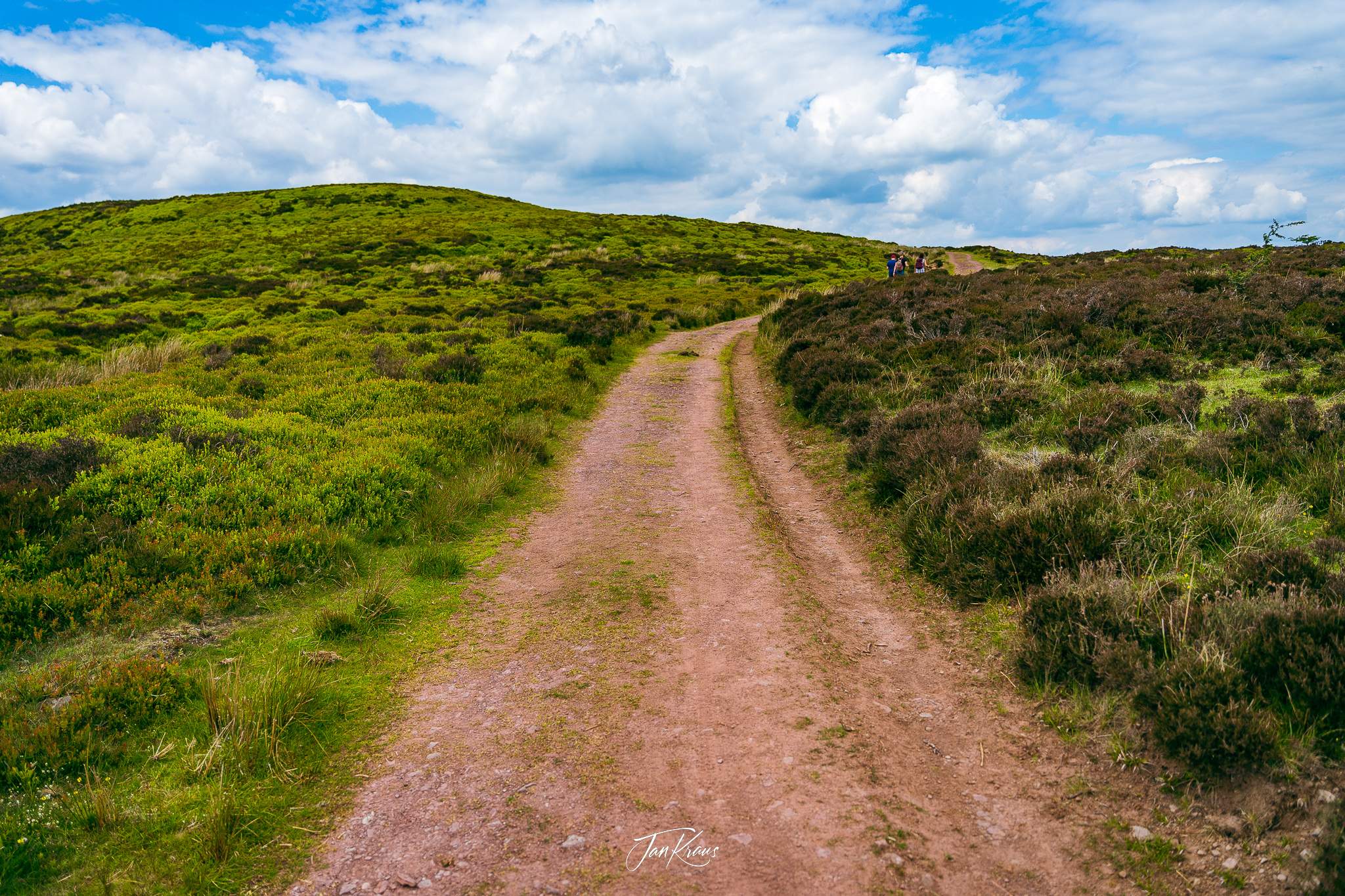 Hiking along the Beacons Way on Hatterrall Hill ridge, Wales, UK