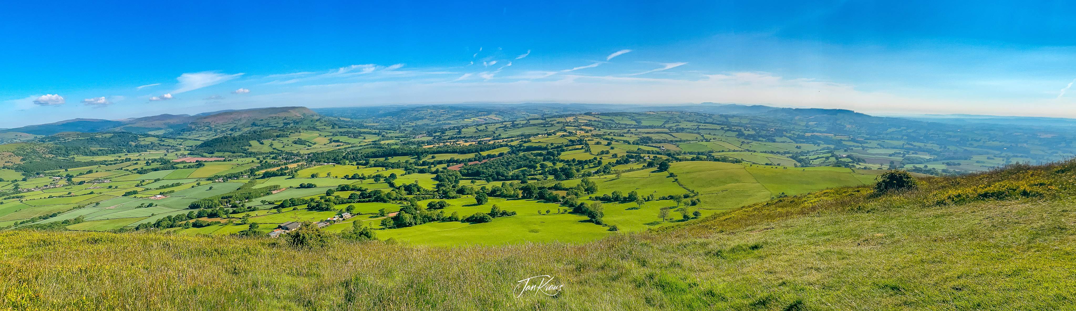 A panoramic view from Skirrid Fawr, Wales, UK
