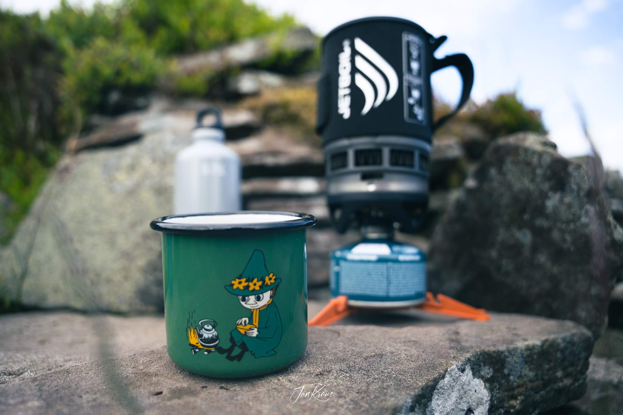 Getting my coffee - If Snufkin was wandering these days, he would use JetBoil, photo at The Beacons Way, Wales, UK
