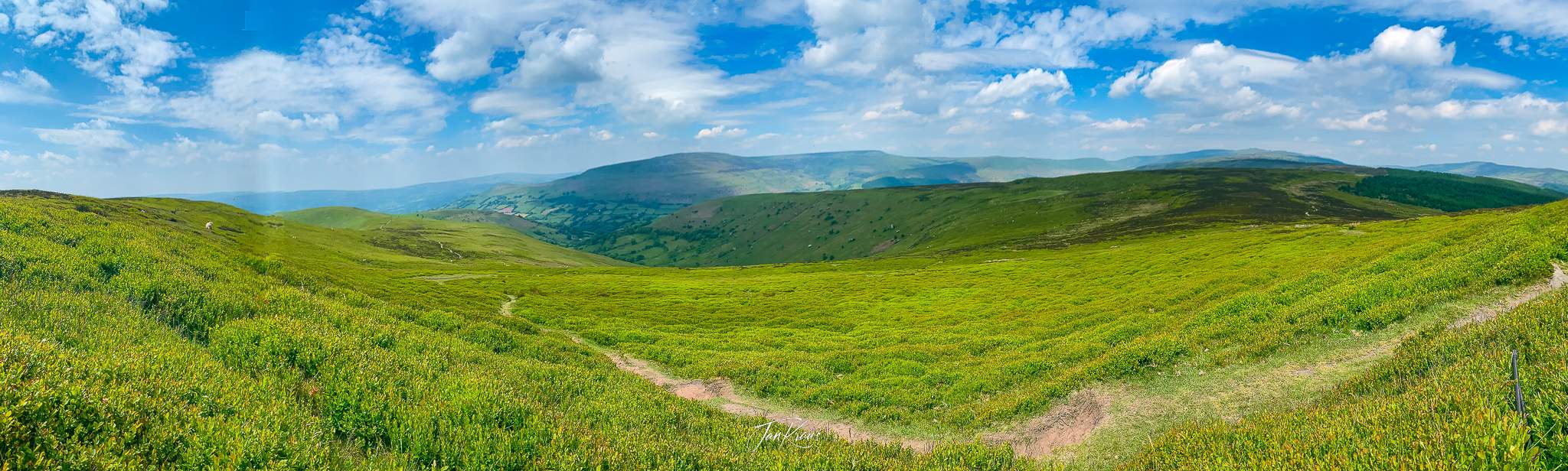 Panoramic view from the hills, Day 2 of The Beacons Way, Wales, UK