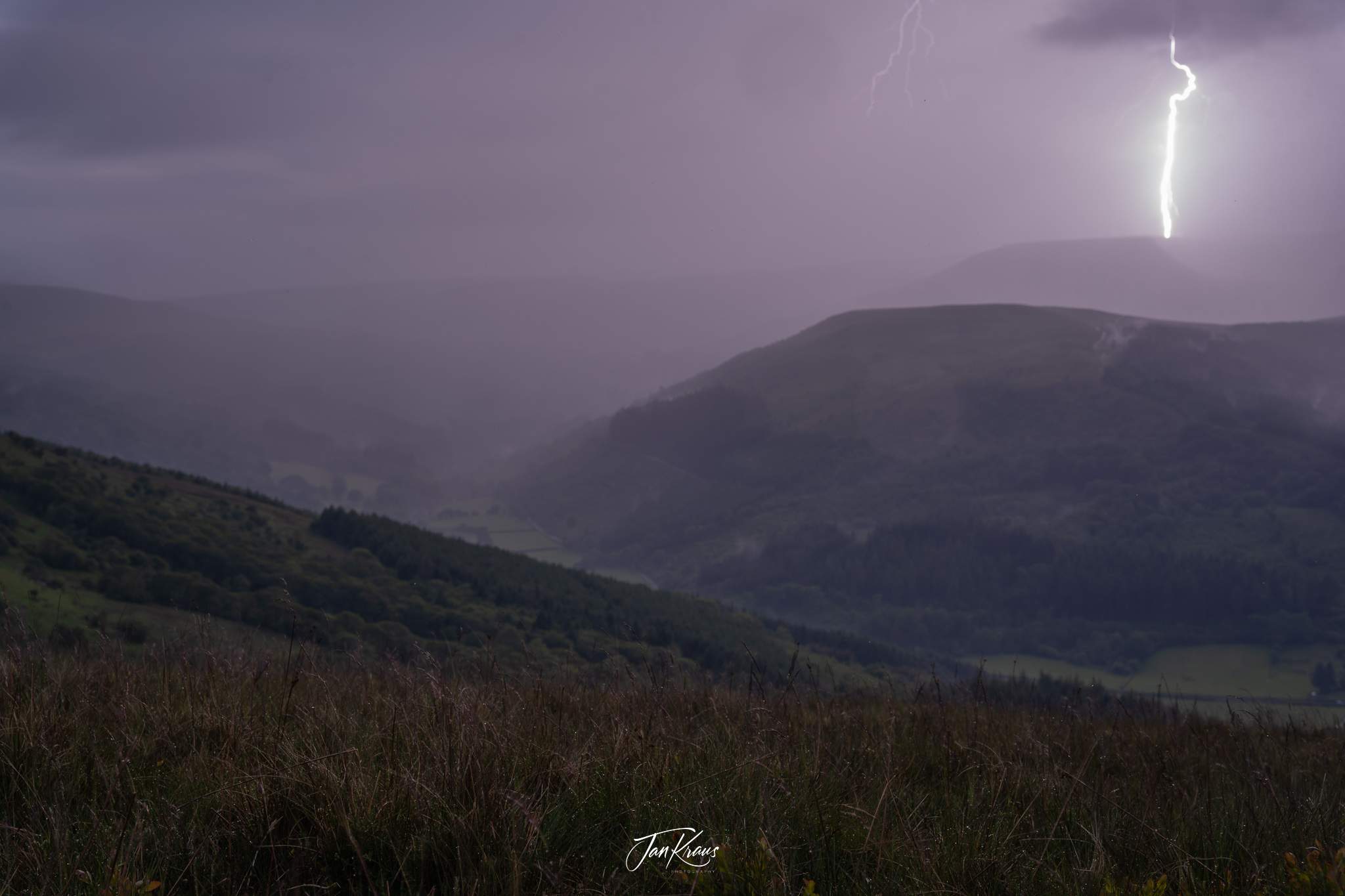 A thunderstorm over the Black Mountains, Day 3 of the Beacons Way hike, Wales, UK
