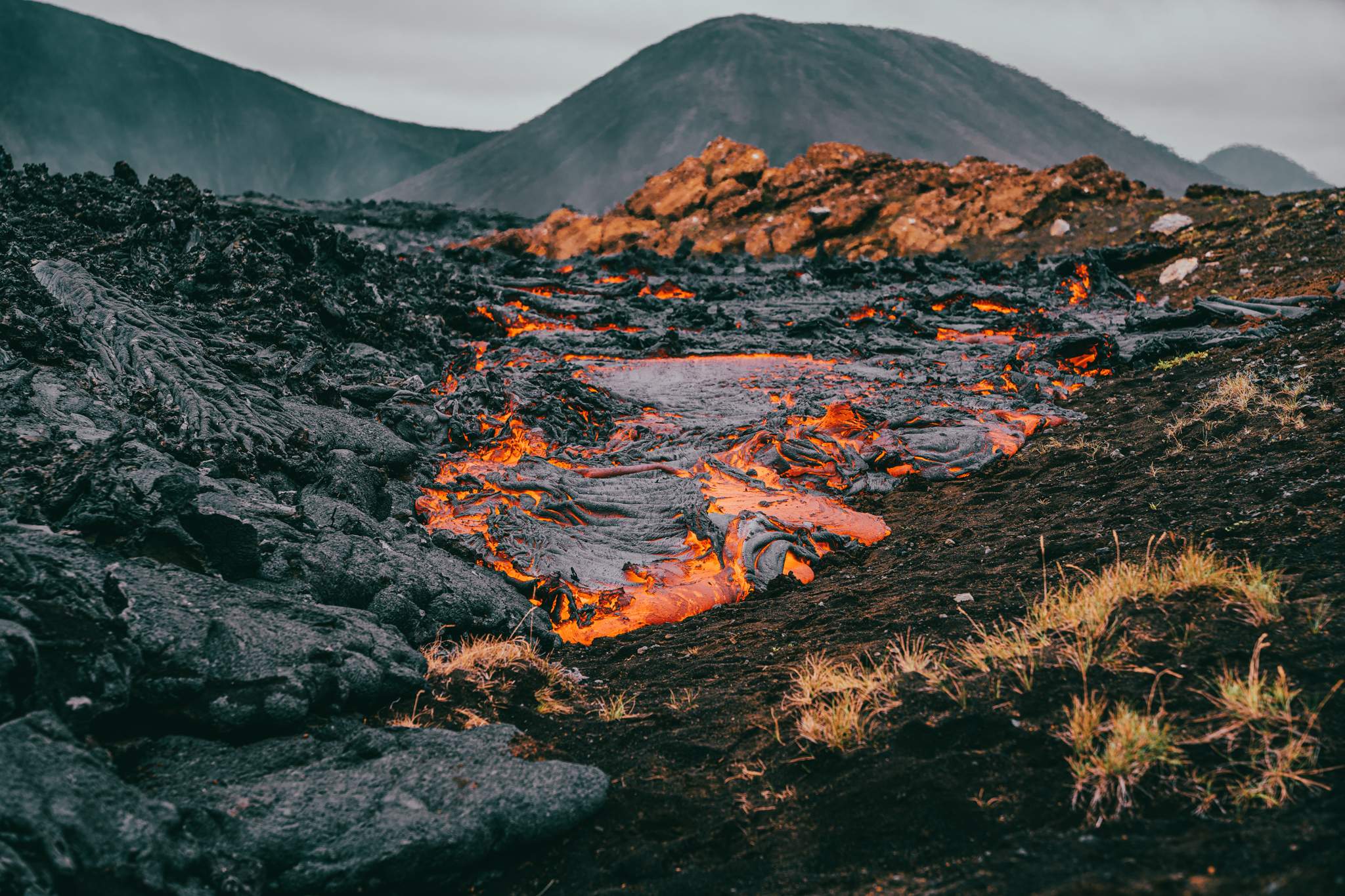 Hot lava from Fagradalsfjall volcano!