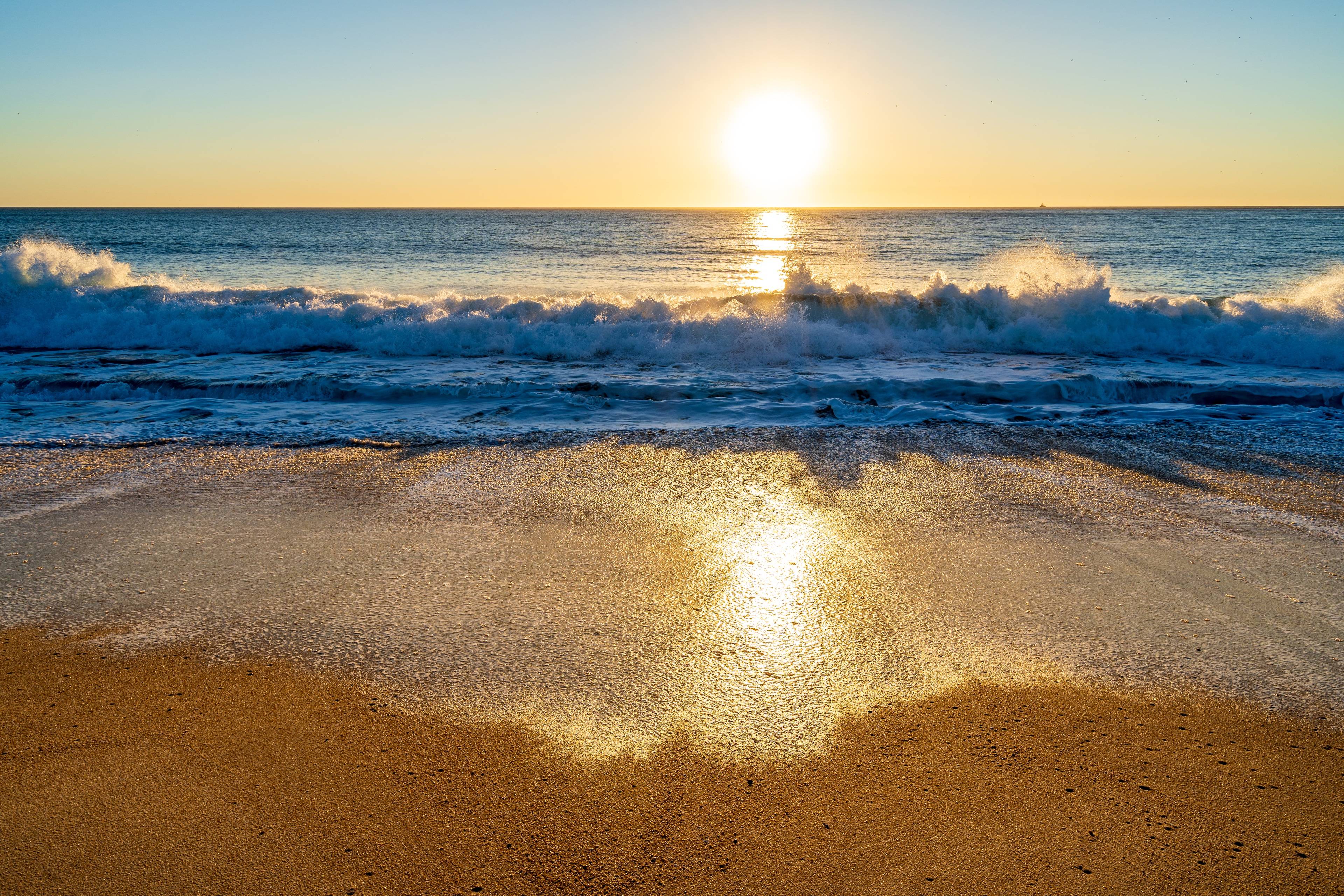 Golden Sunset at the Beach in Nazaré, Portugal
