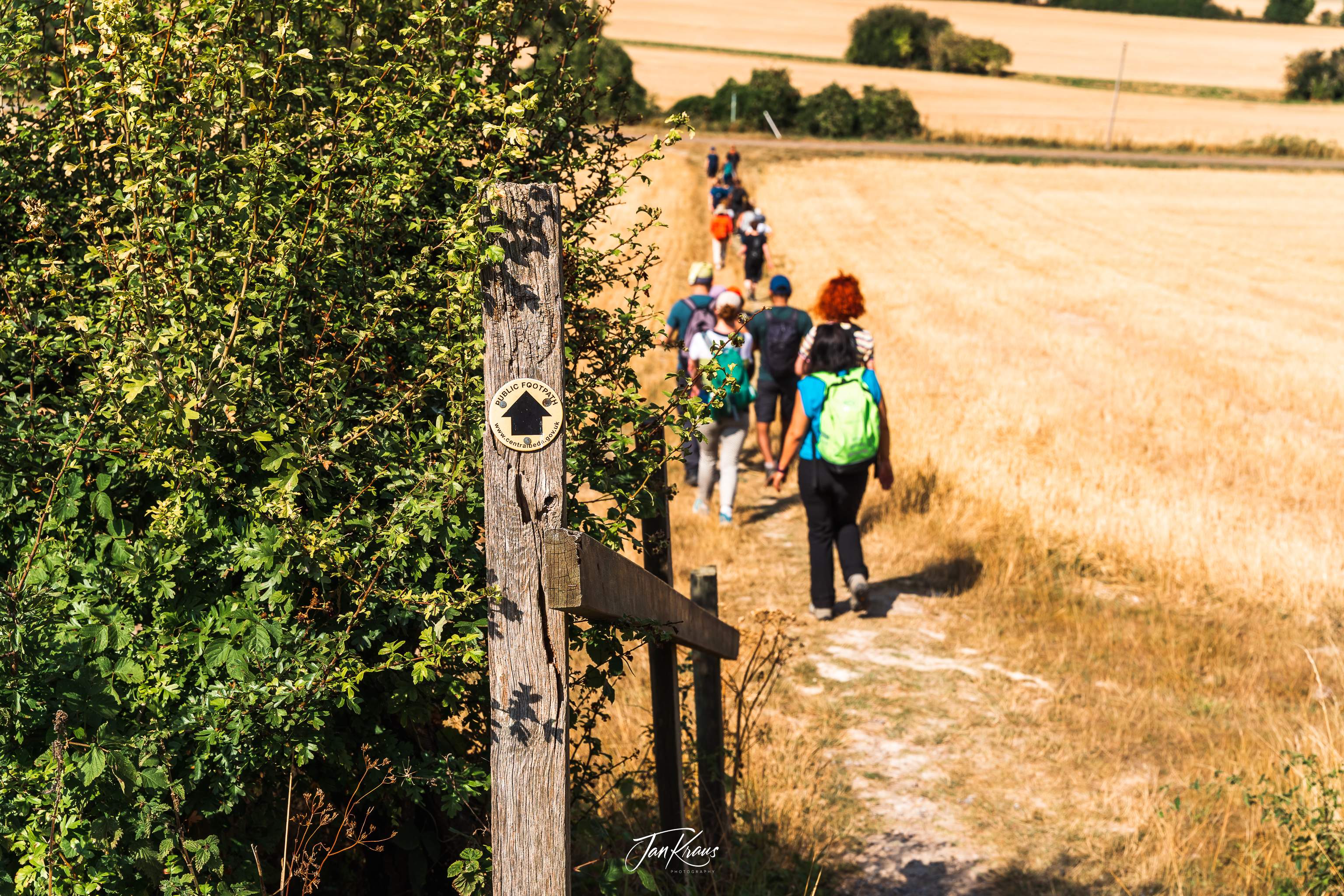 Hikers from Outdooraholics group on the public footpath, Hertfordshire, England, UK