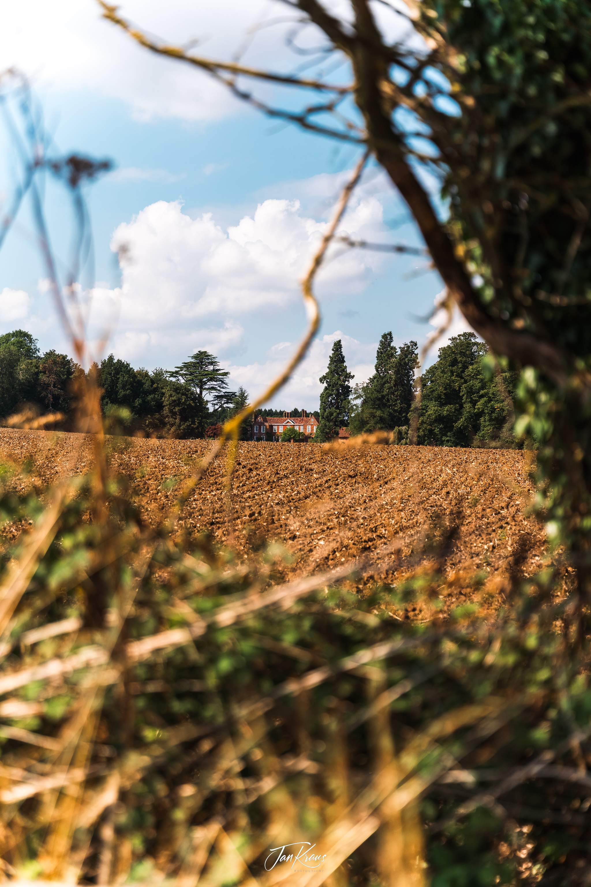 A view of buildings from Little Offley hamlet, Hertfordshire, England, UK