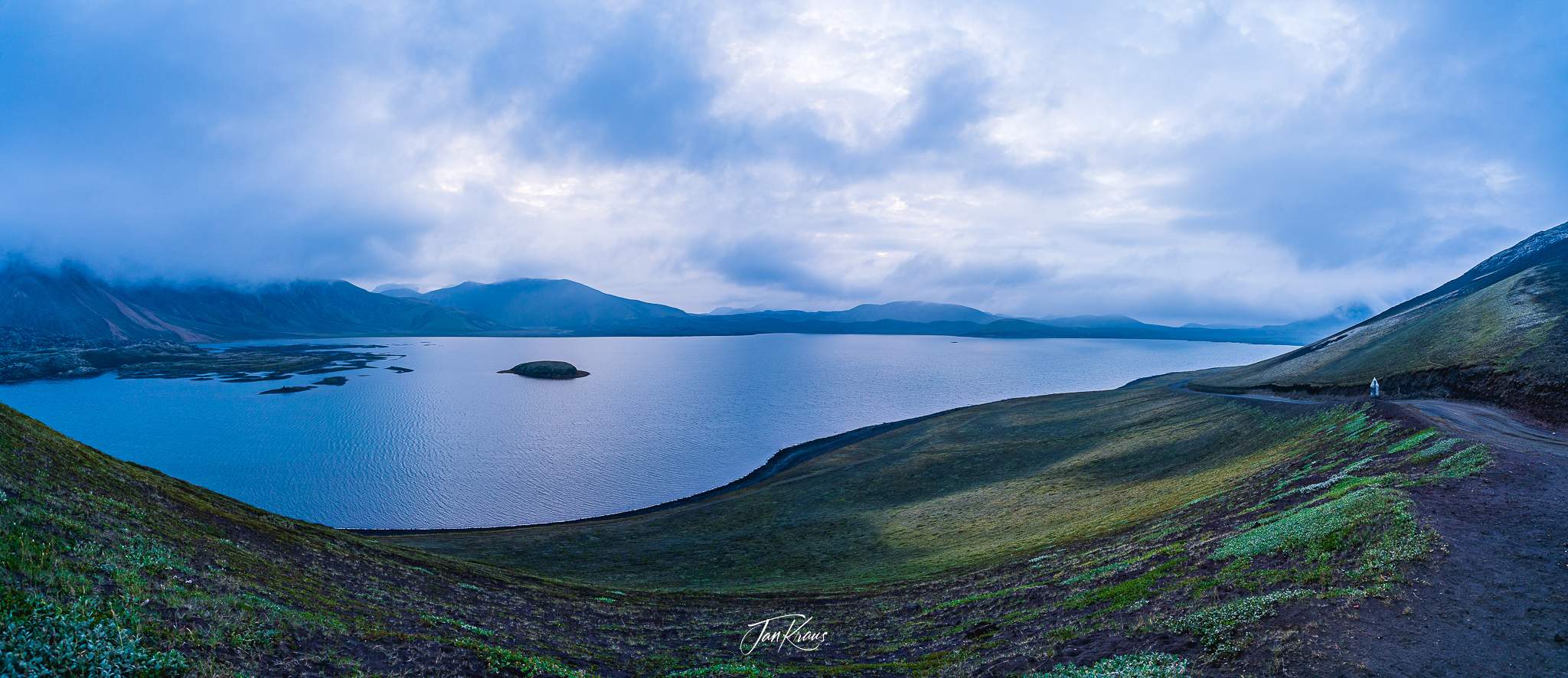 A view over Frostastaðavatn lake, seen from the viewpoint along F-208 road, Iceland