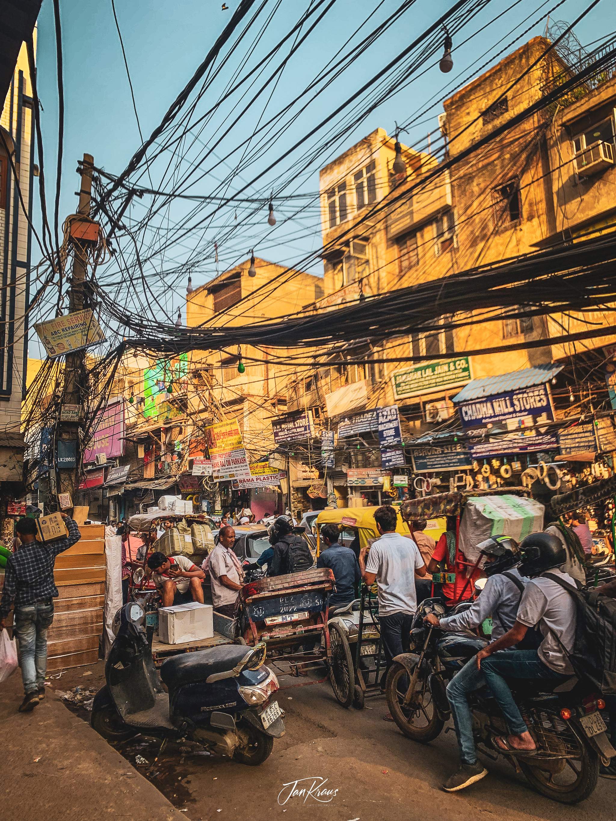 Busy market streets of Chandni Chowk, Delhi, India