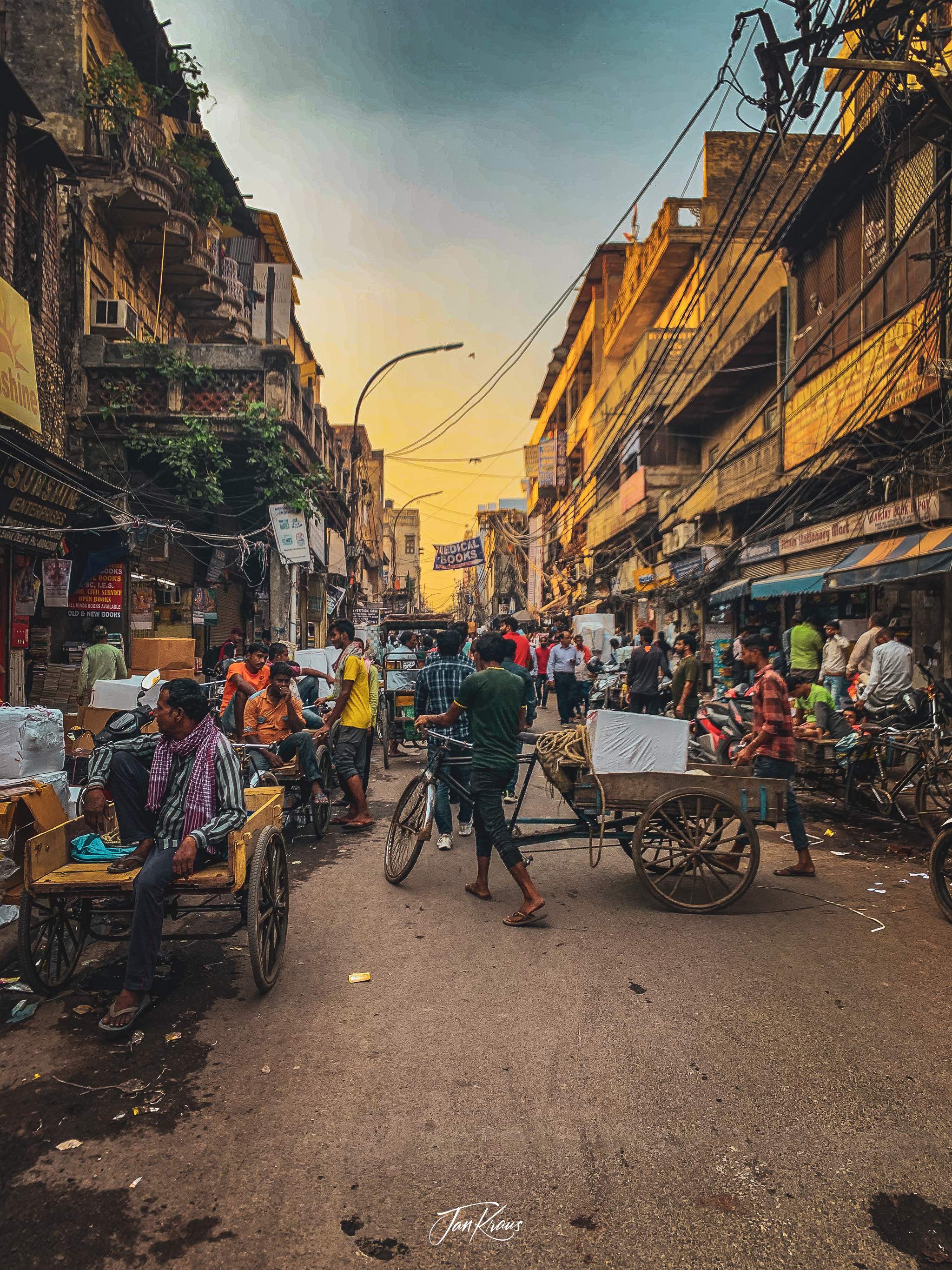 Busy market streets of Chandni Chowk, Delhi, India