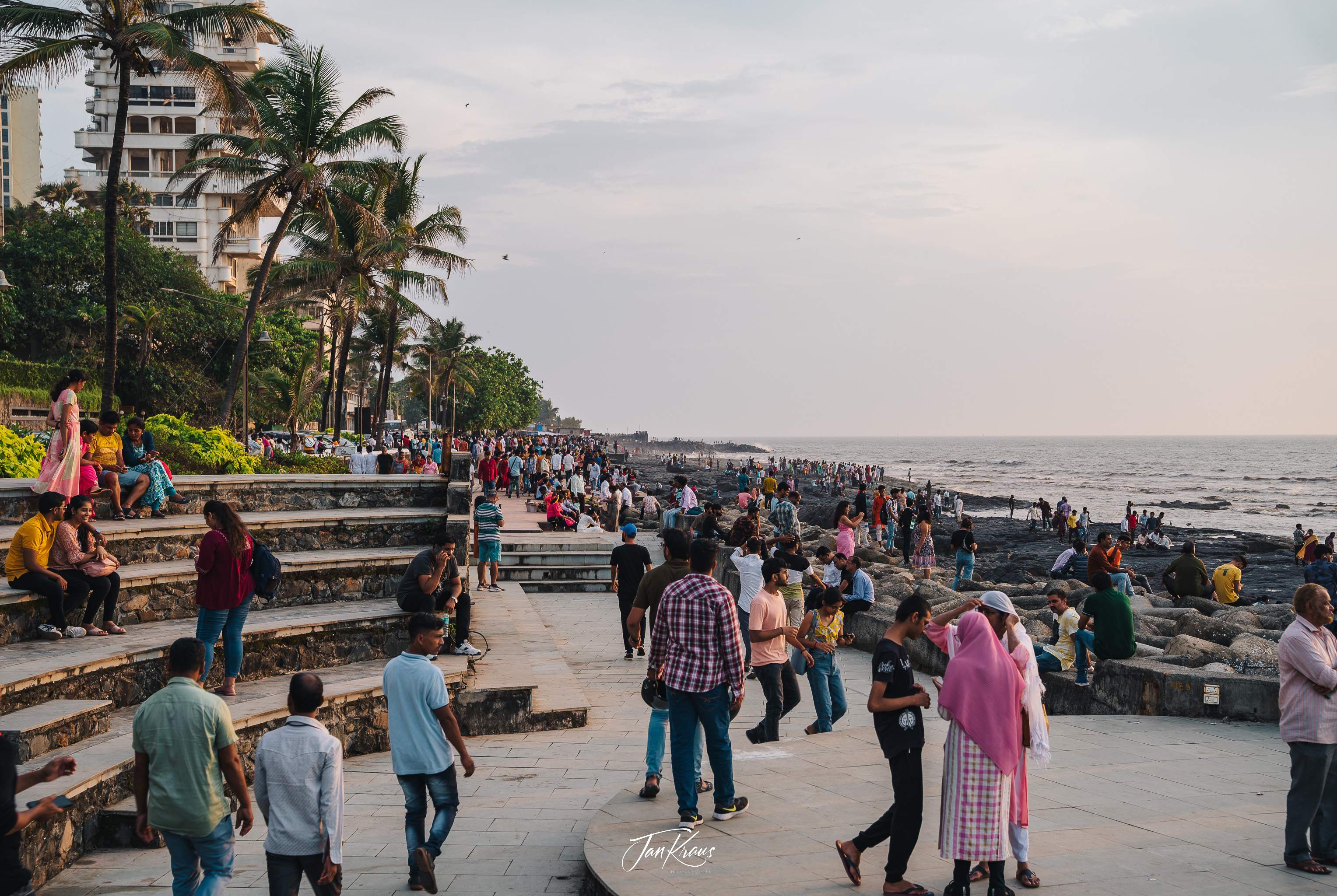 A busy area of Dadar Beach, Mumbai, India