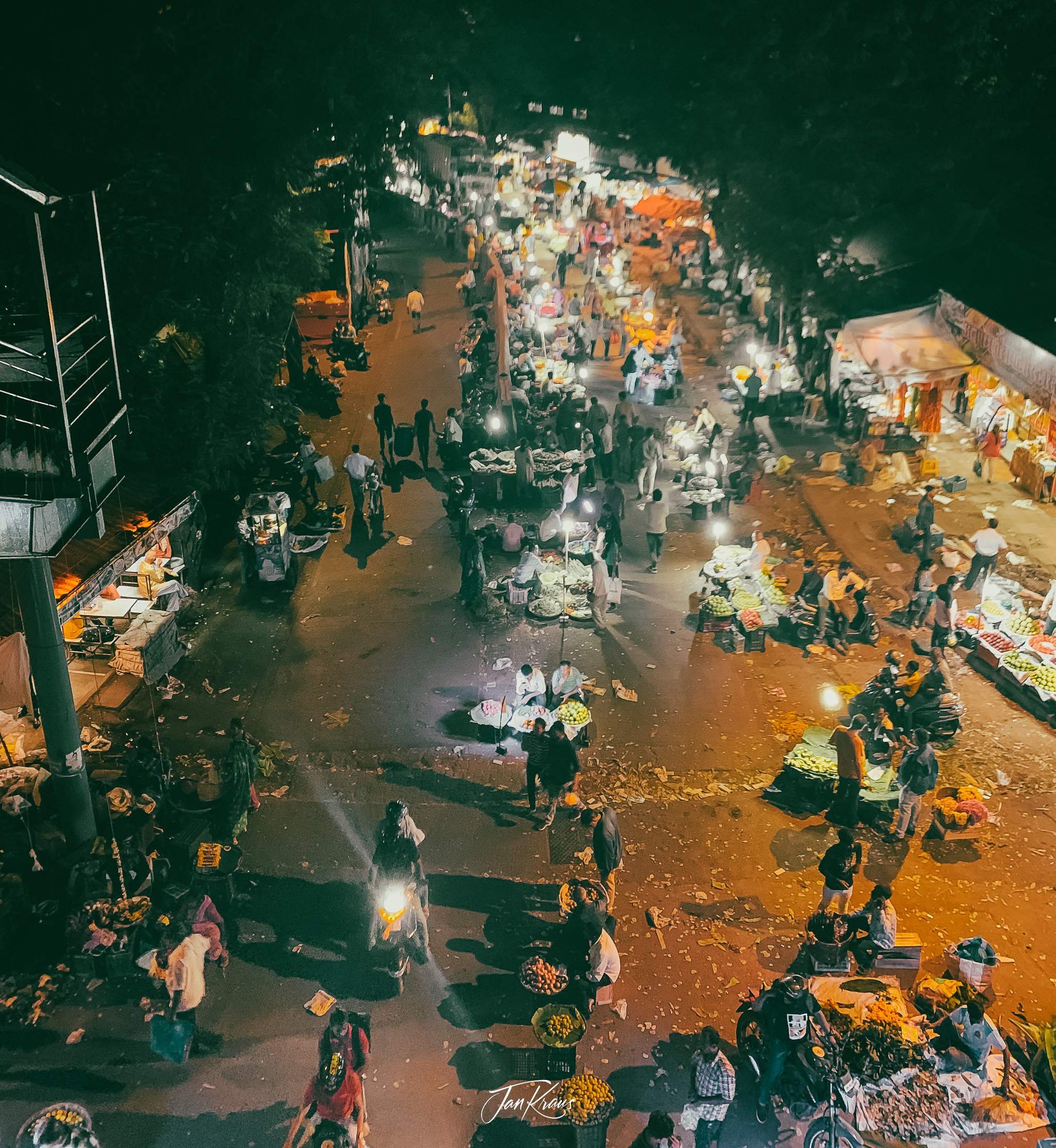 A night view of market street, Mumbai, India