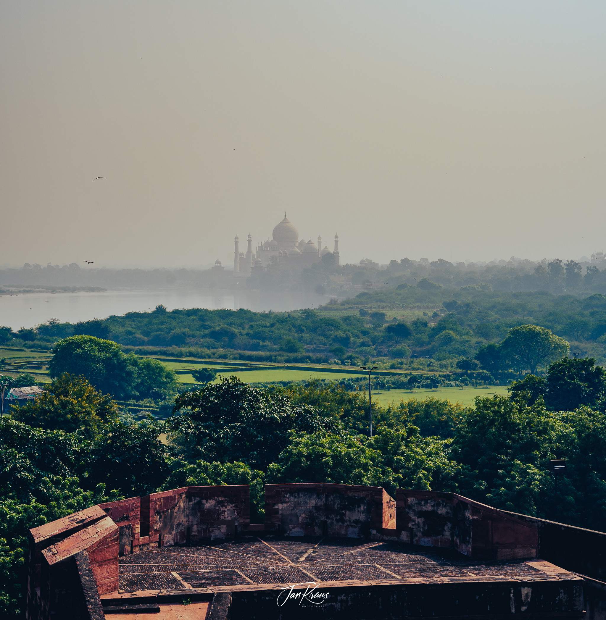 A view of Taj Mahal seen from Agra Fort, India