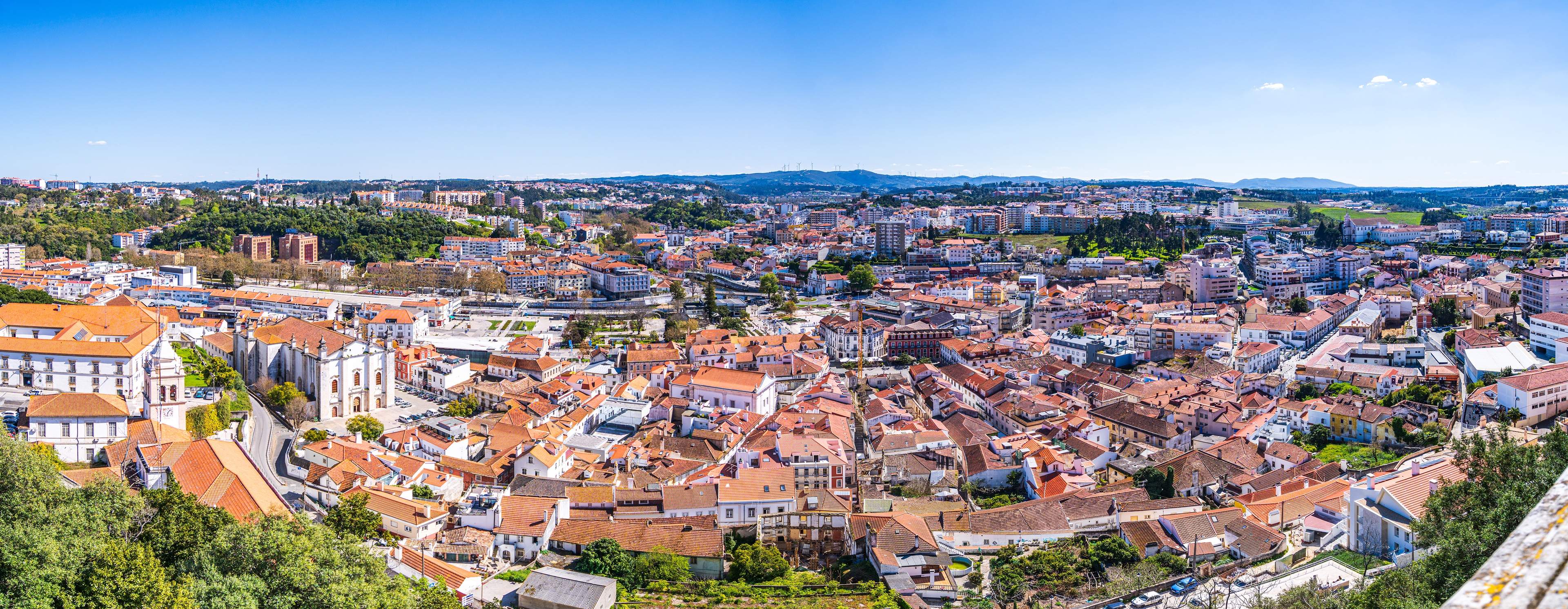 Panoramic view of Leiria town, seen from Castelo de Leiria, Portugal