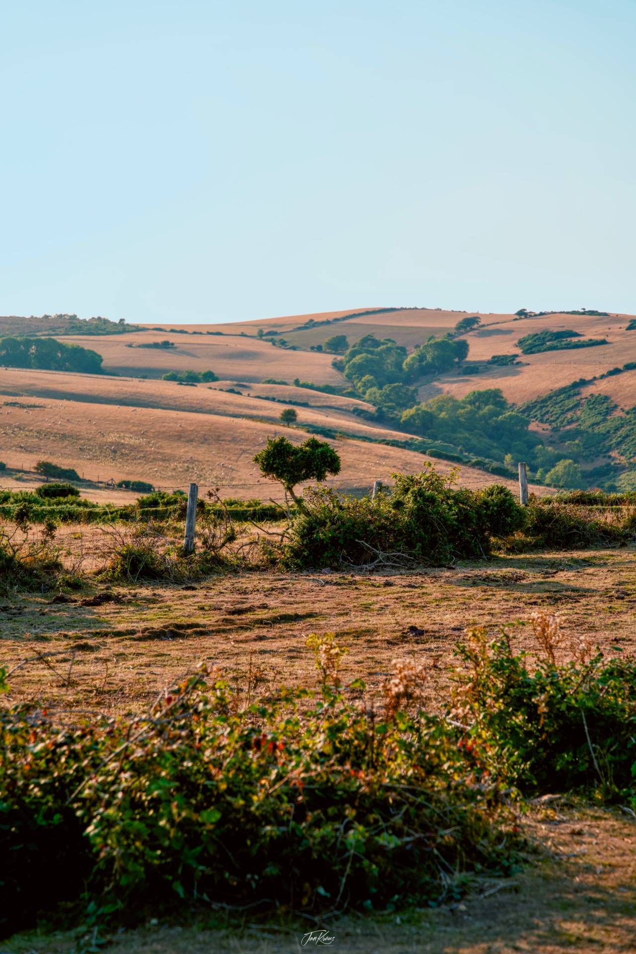 A view from fields near Bossington Hill, Somerset, UK