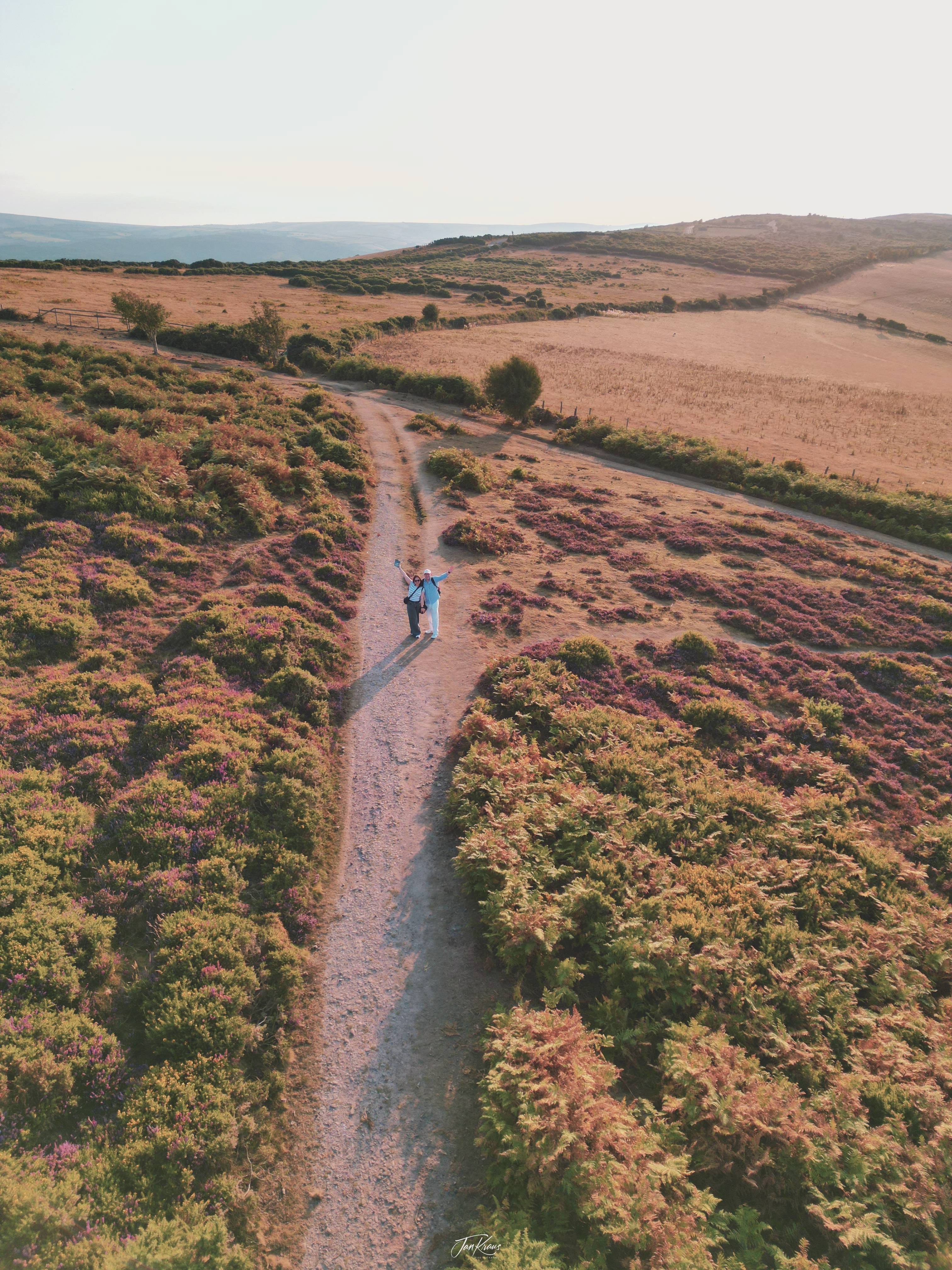 Drone shot at the rural area near Bossington Hill, Somerset, UK