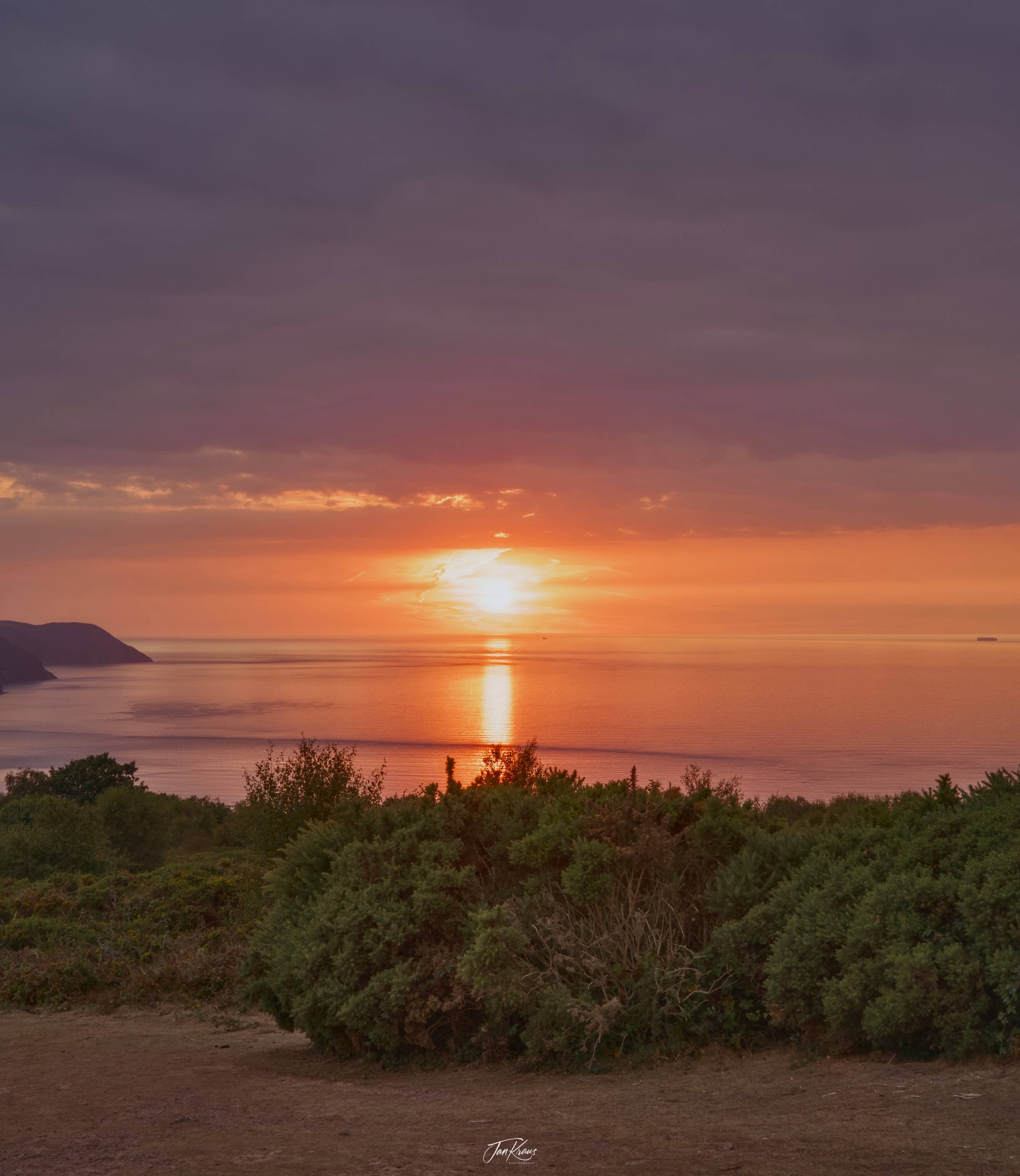 A stunning sunset view from Bossington Hill, Minehead, Somerset, UK