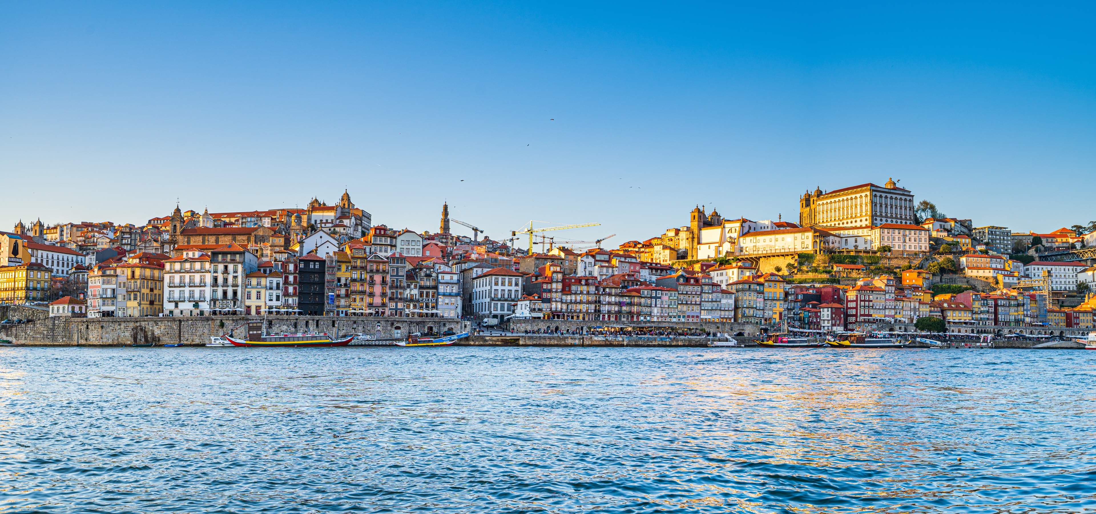 View of North bank of Douro River, Porto, Portugal