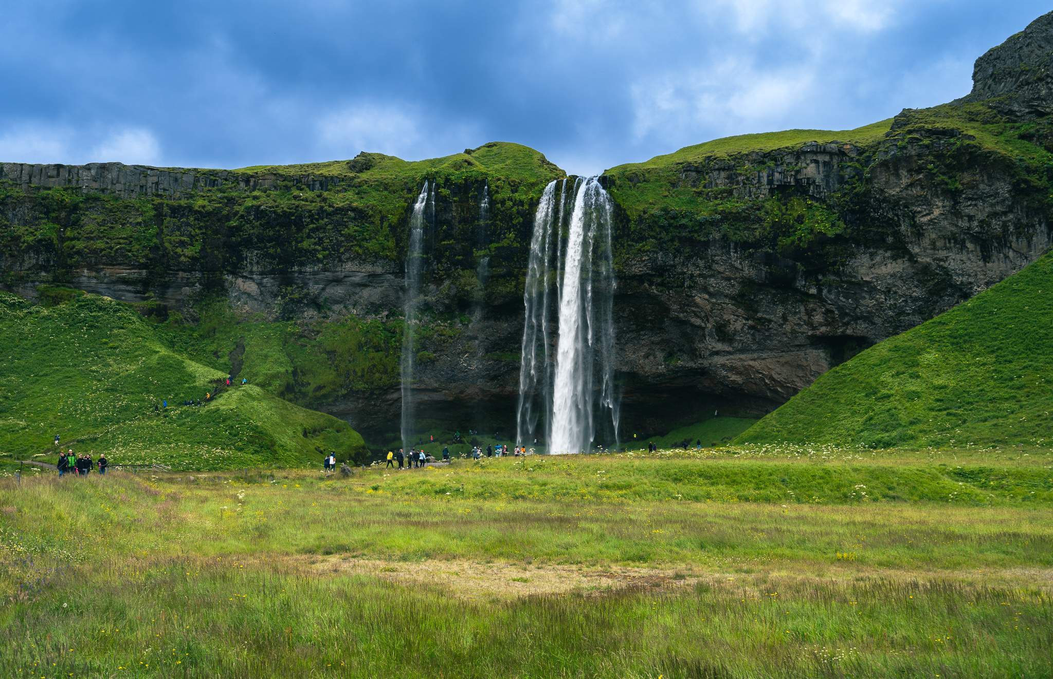 A wideangle shot of Seljalandsfoss waterfall, Iceland