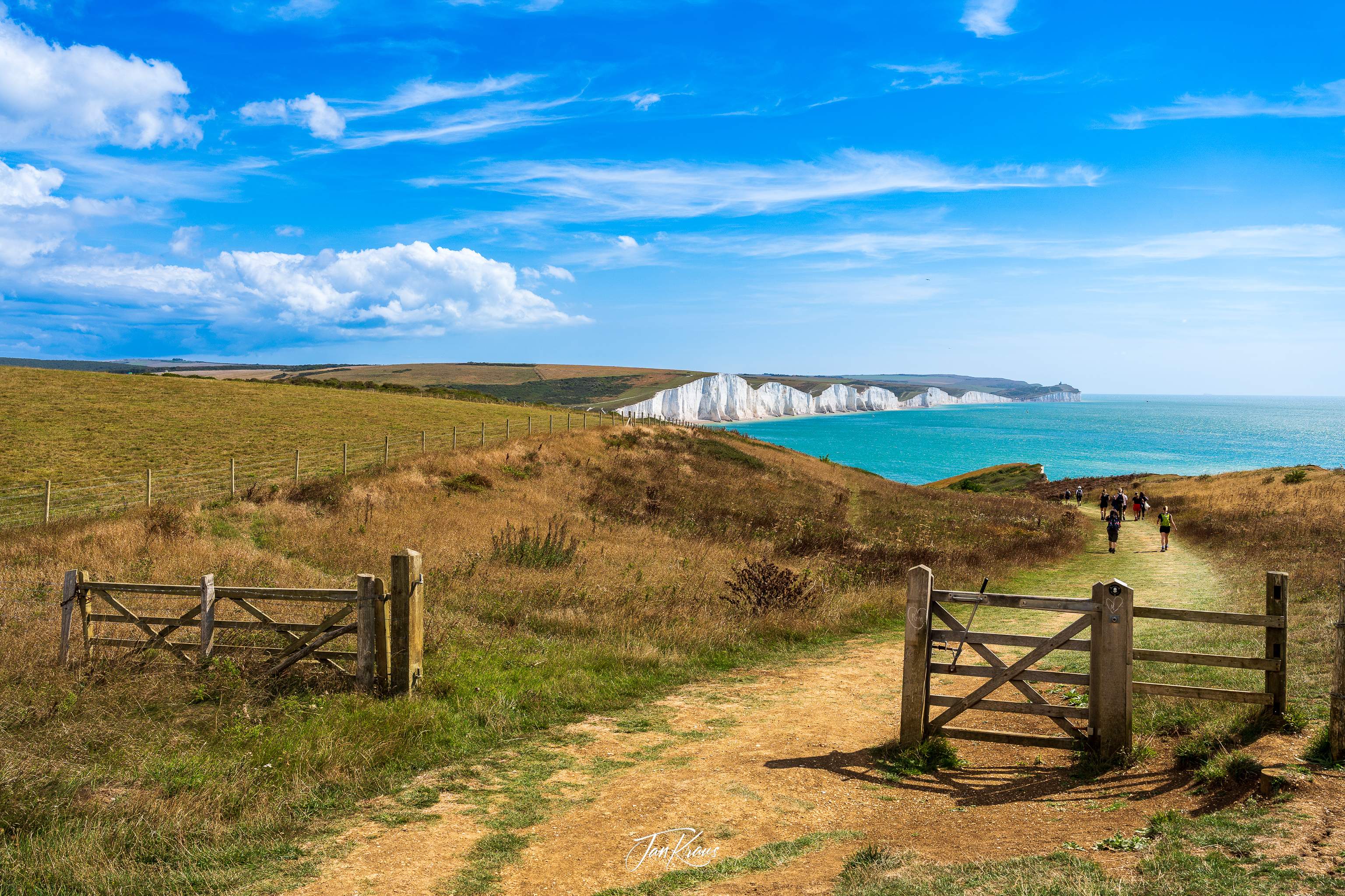 Walking along the coats mesmerized by the Seven Sisters, East Sussex, England, UK