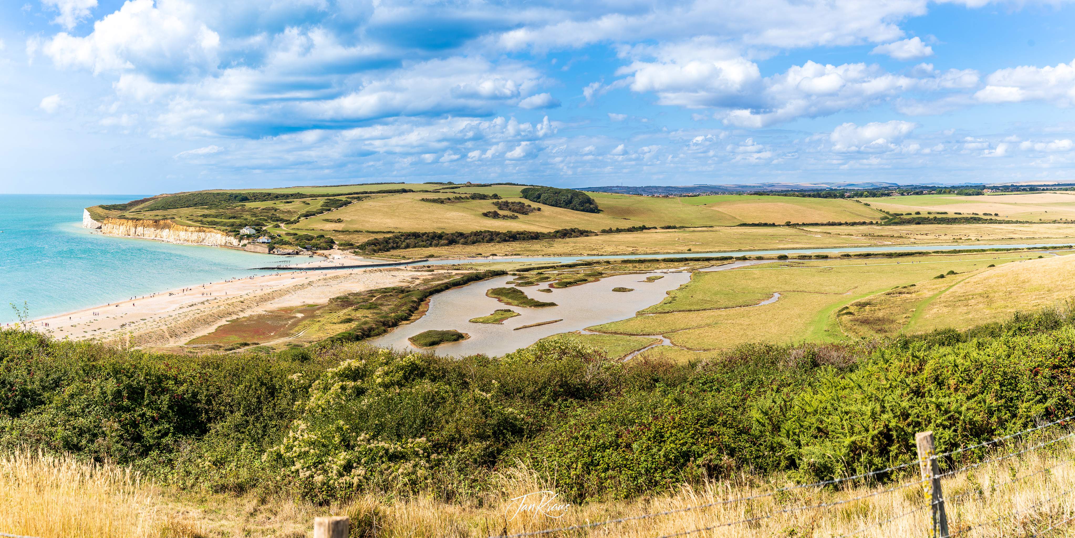 Panoramic view at Cuckmere Haven, East Sussex, England, UK