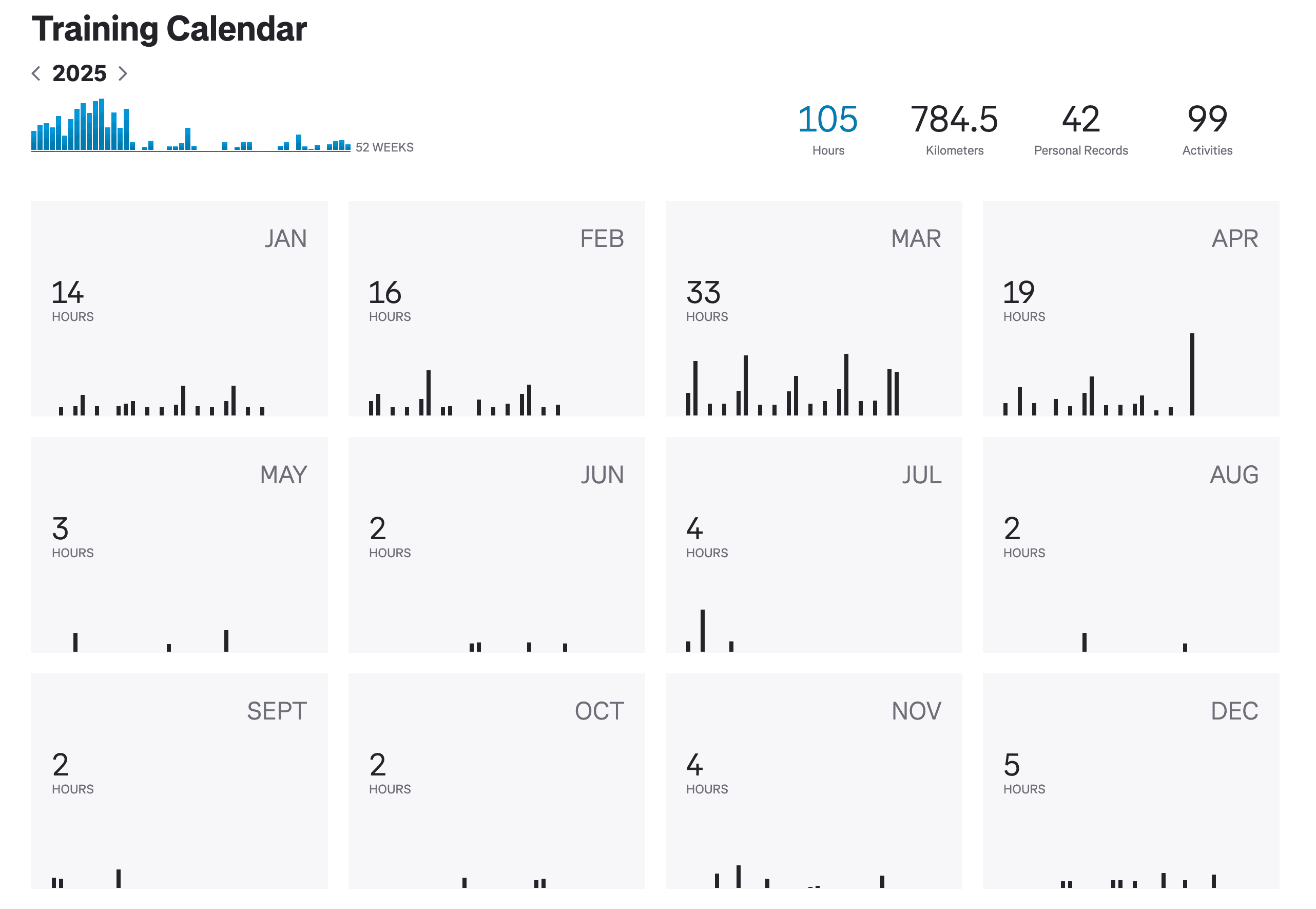 My running stats for 2025 according to Strava