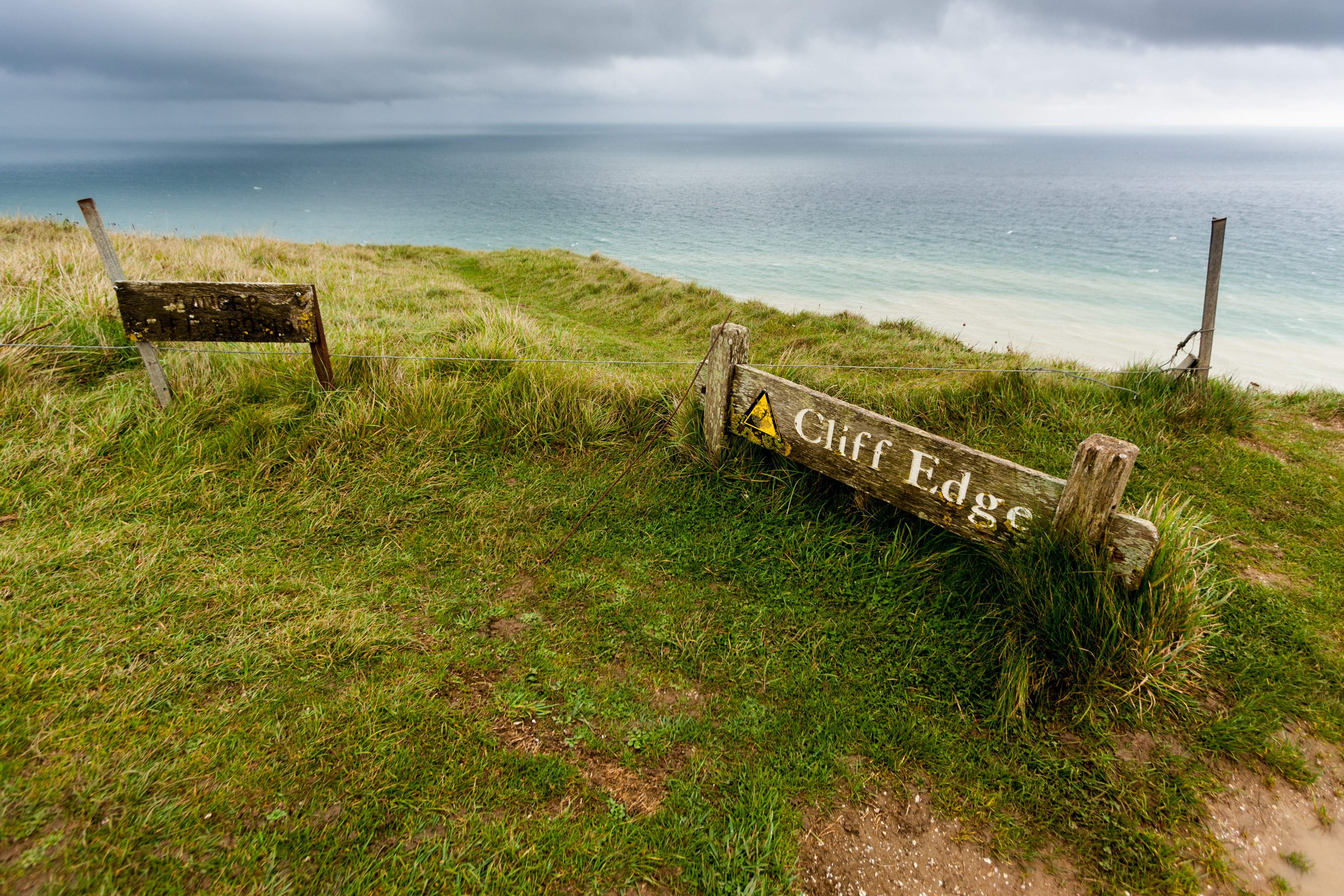 Cliff Edge at the Seven Sisters Walk, East Sussex, England, UK