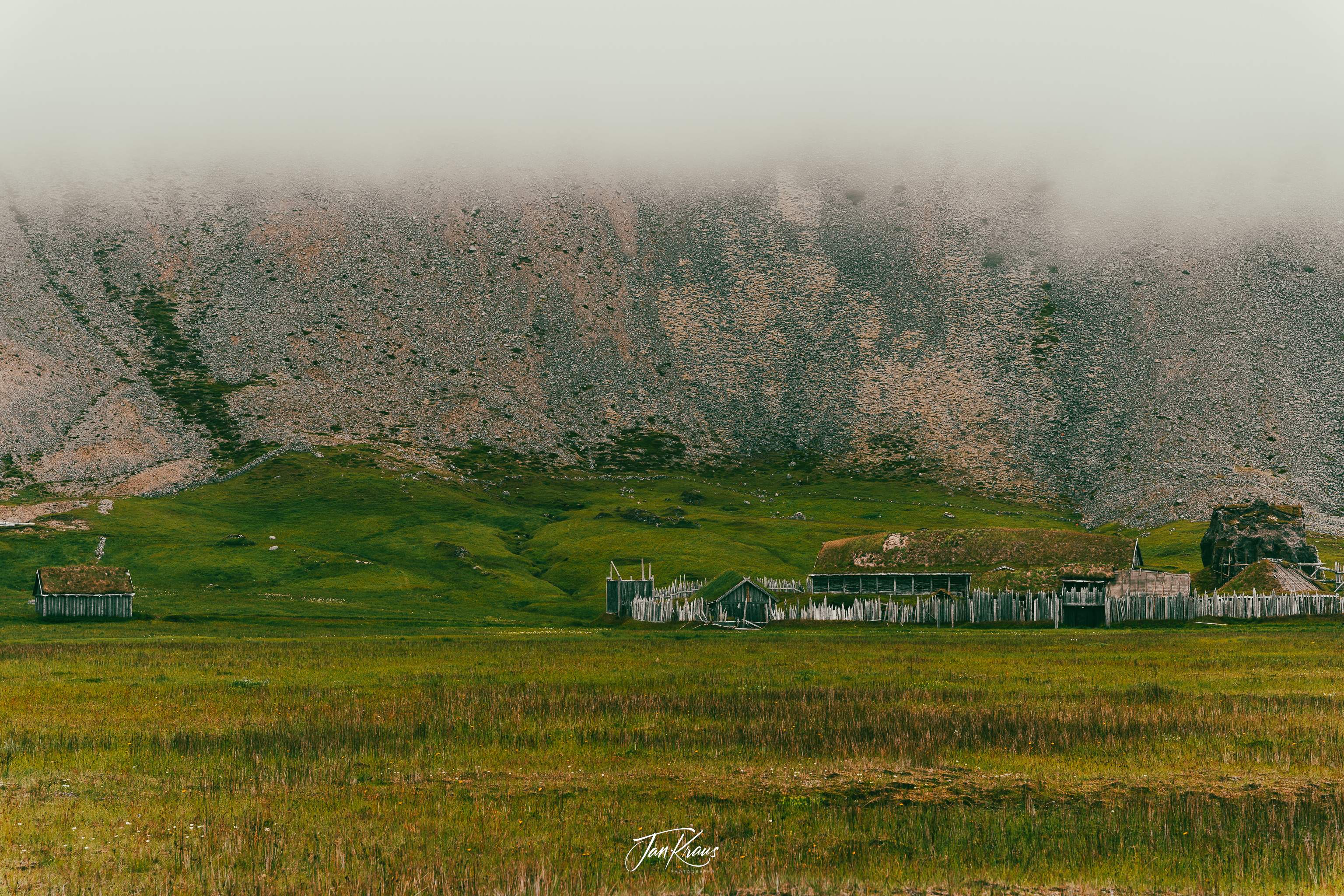 Viking Village Movie Prop in front of Vestrahorn Mountain, Iceland